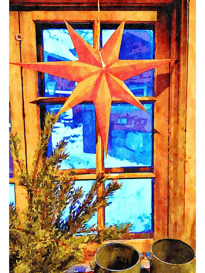 Stella di Natale tela con Cornice a cassetta da Massimo Frascogna