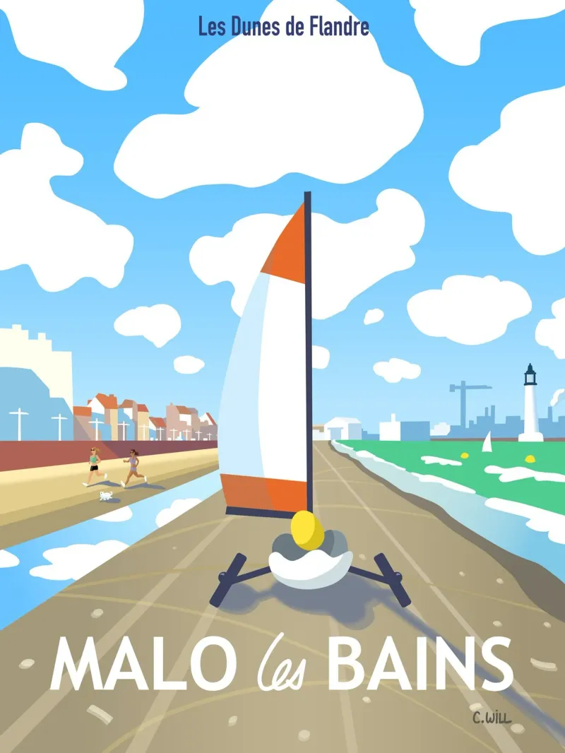 Malo-les-bains poster con telaio in alluminio da C.WILL