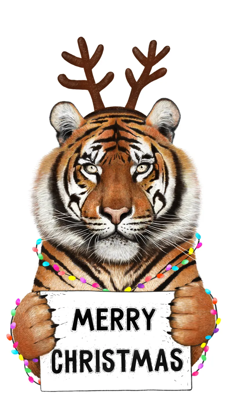 Christmas tiger acrylic glass by valeriyakorenkova
