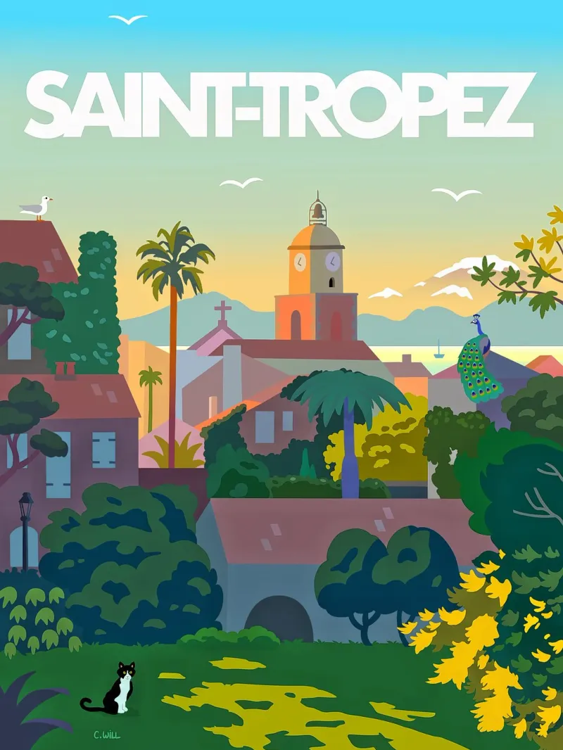 Saint-Tropez poster avec cadre en plastique de C.WILL