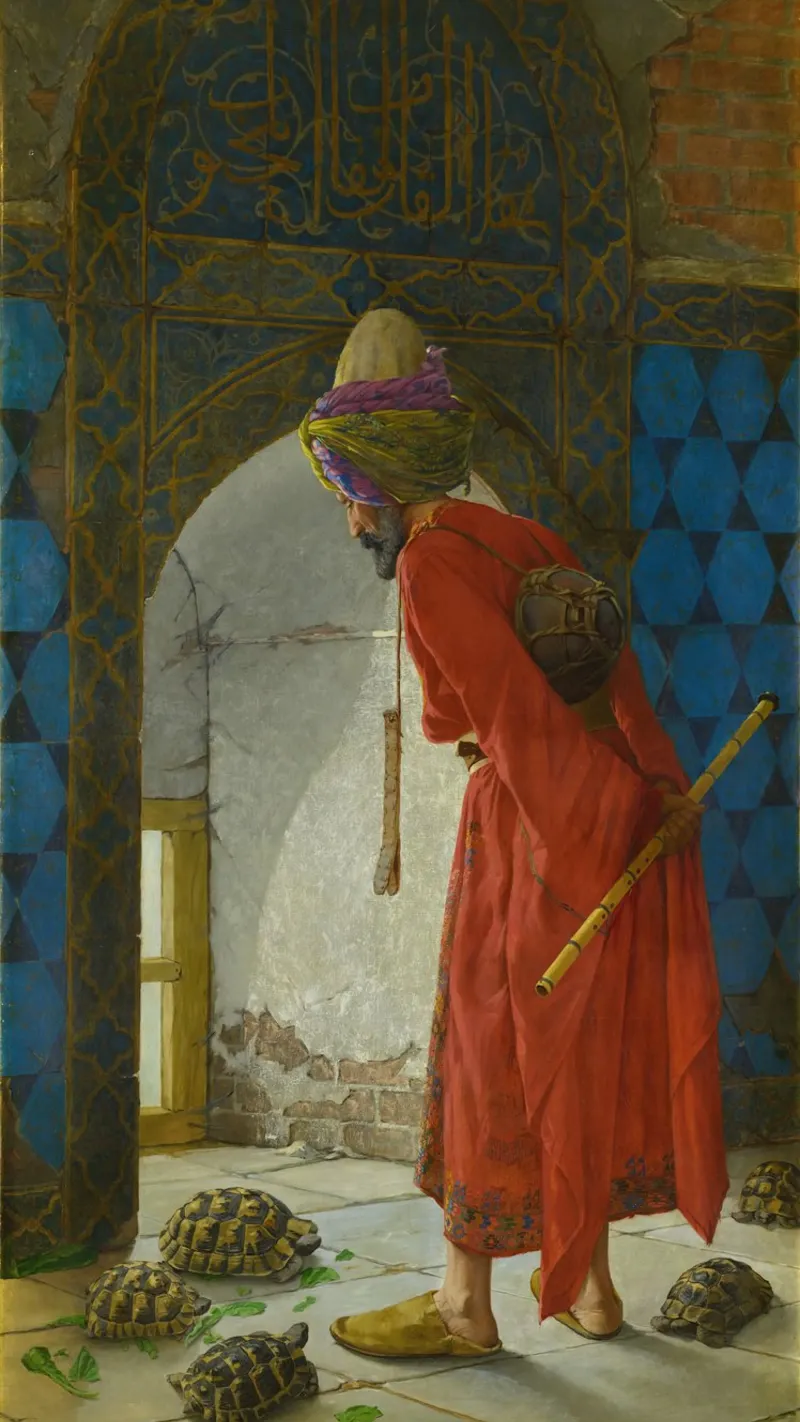 Osman Hamdi Bey L'addestratore di tartarughe, 1906 pellicola backlit da Timeless Artworks