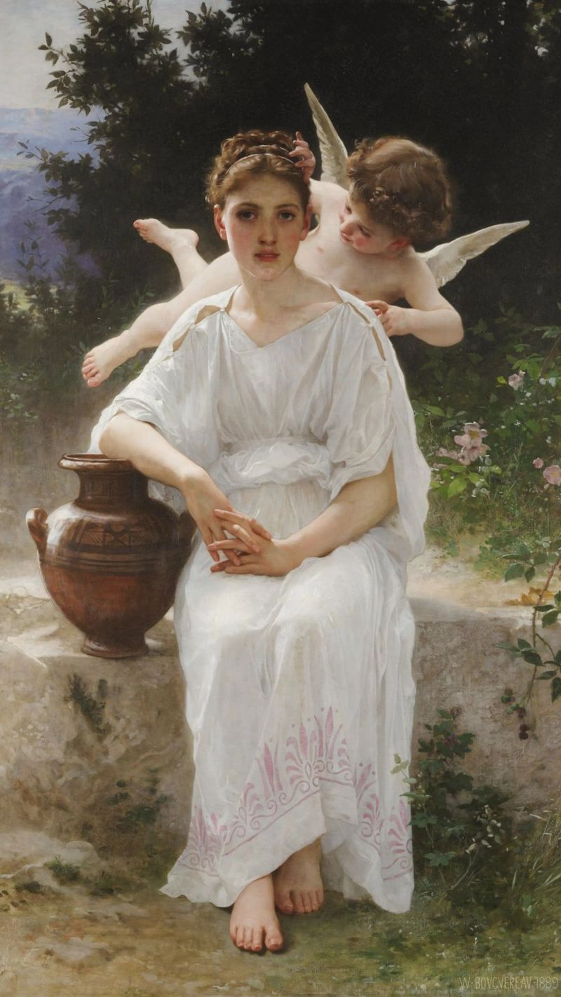 William-Adolphe Bouguereau - I sussurri dell'amore, 1889 poster da Timeless Artworks