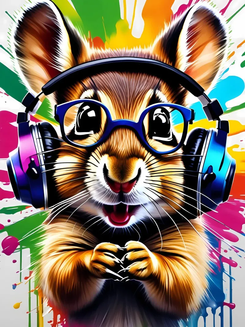 Chipmunk in cuffia, graffiti pellicola backlit da MakArena