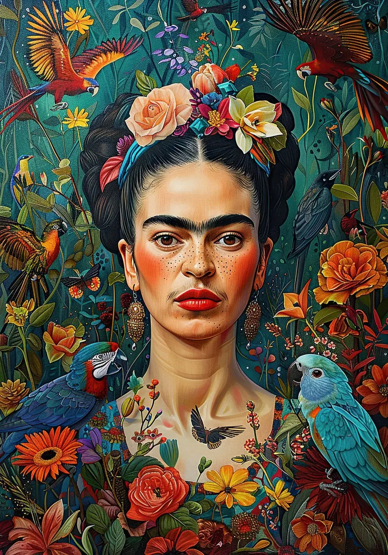 Frida Kahlo "Defiant in Color" pellicola backlit da Fantasias Florales