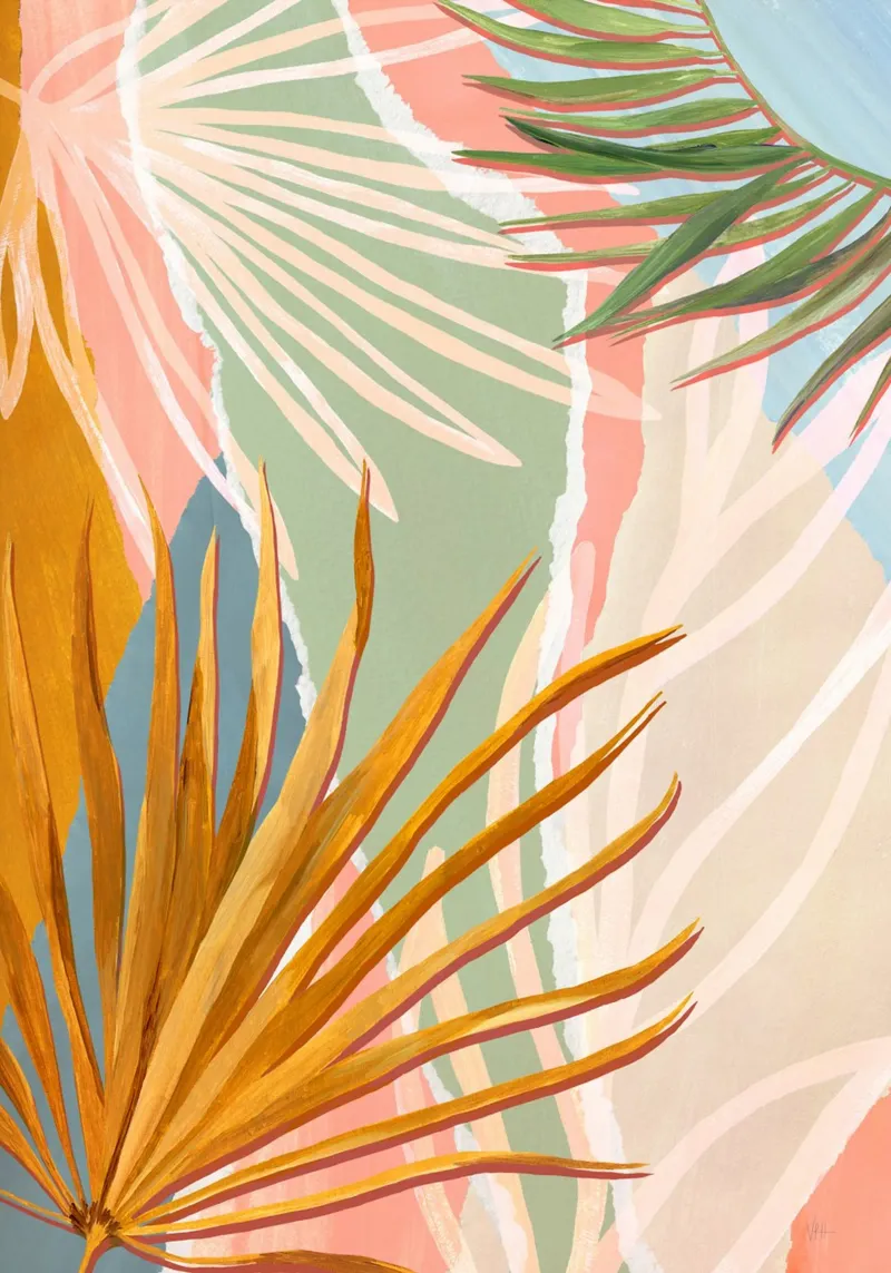 Palm Leaves Abstract Art Print hahnemühle by Violets Print House
