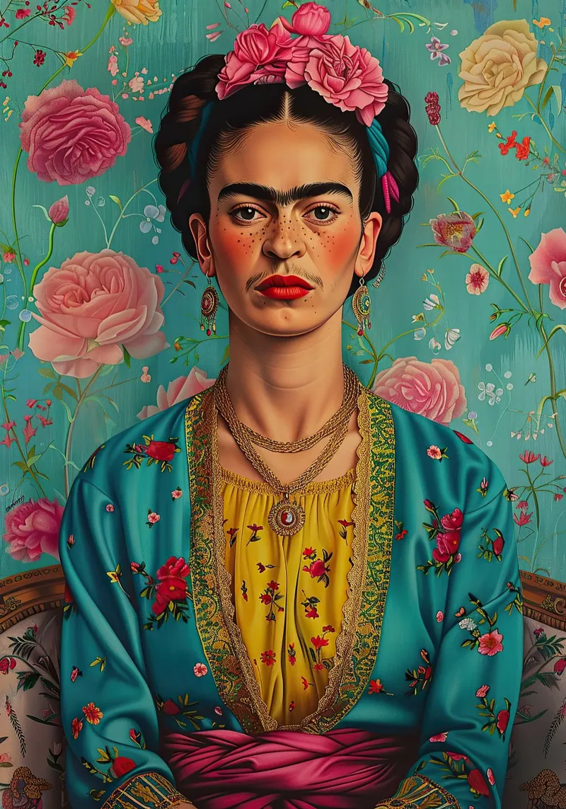 Frida Kahlo "Resilience in Every Stroke" pellicola backlit da Fantasias Florales