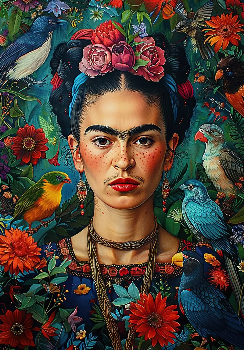 Frida Kahlo "Strength in Silence" pellicola backlit da Fantasias Florales