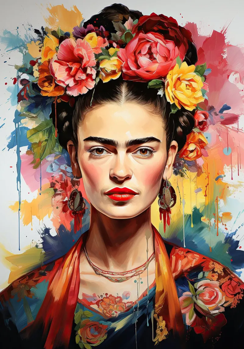 Frida Kahlo "Rebellion in Every Stroke" pellicola backlit da Fantasias Florales