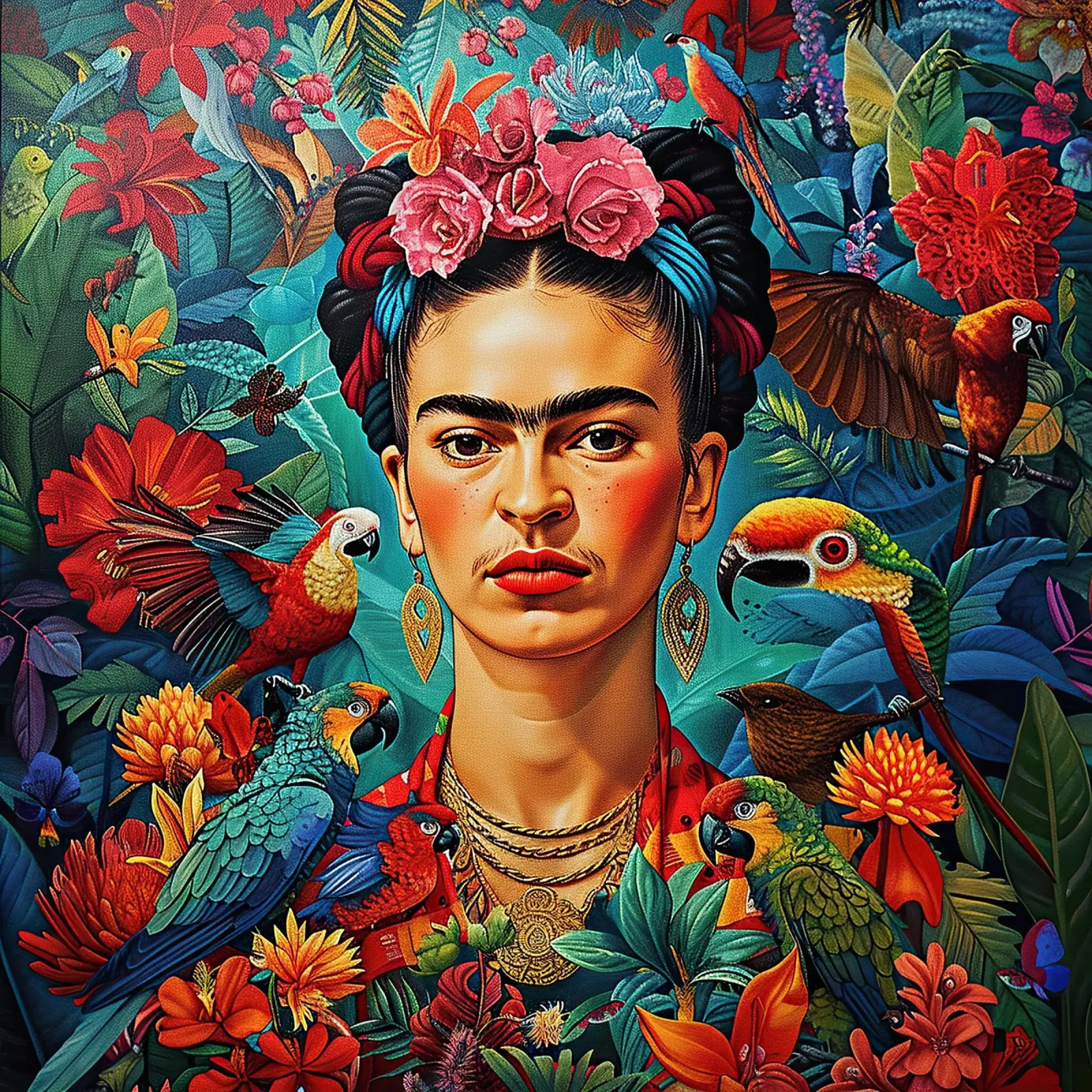 Frida Kahlo "Brave Expressions" pellicola backlit da Fantasias Florales