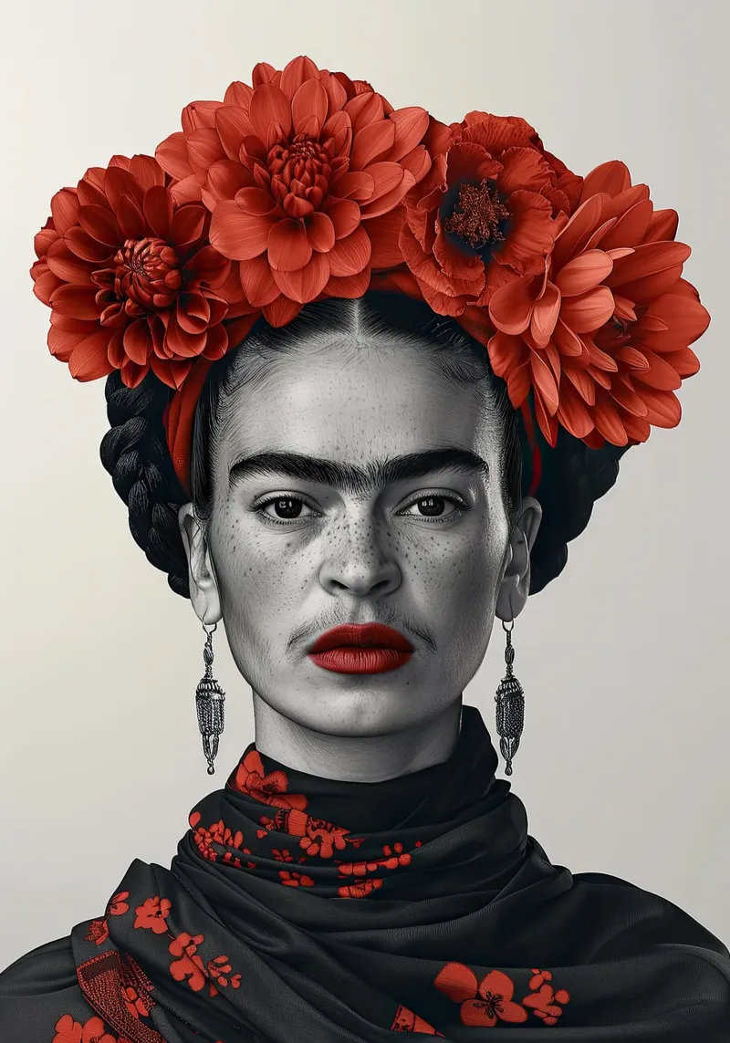 Frida Kahlo "Beauty in Boldness" hahnemühle by Fantasias Florales