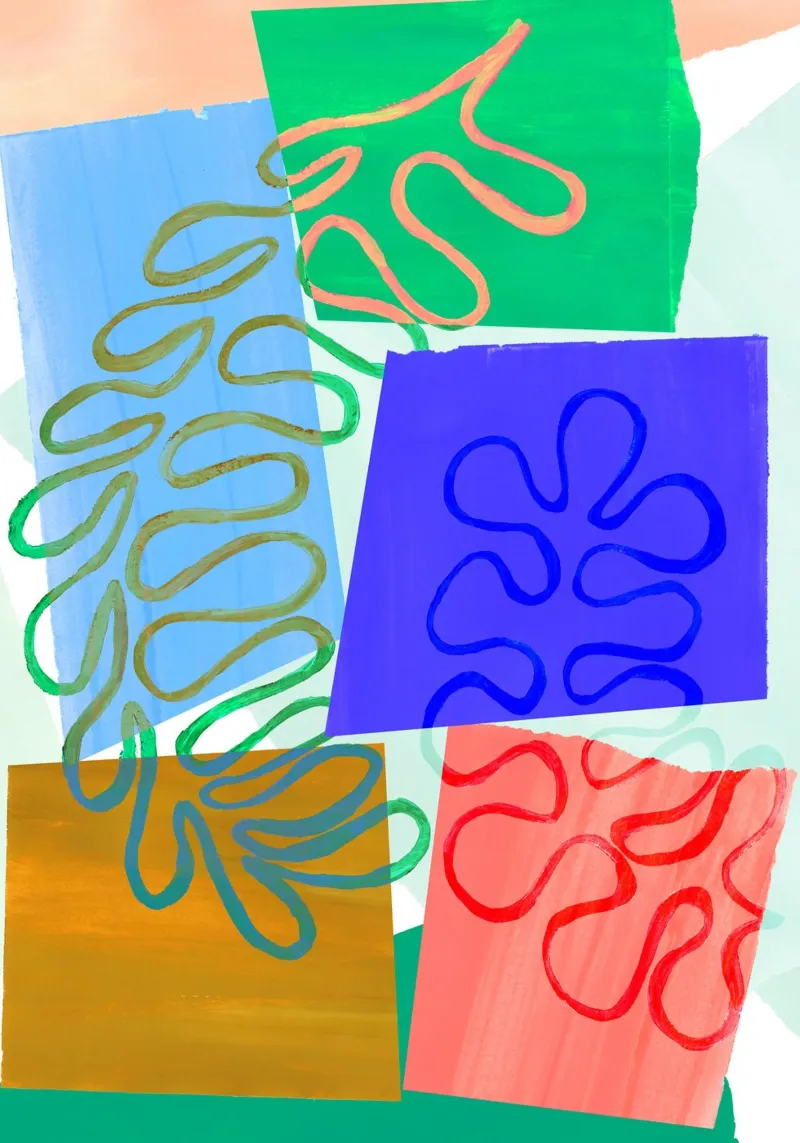 Colourful Green Blue Abstract Print carta hahnemühle da Violets Print House