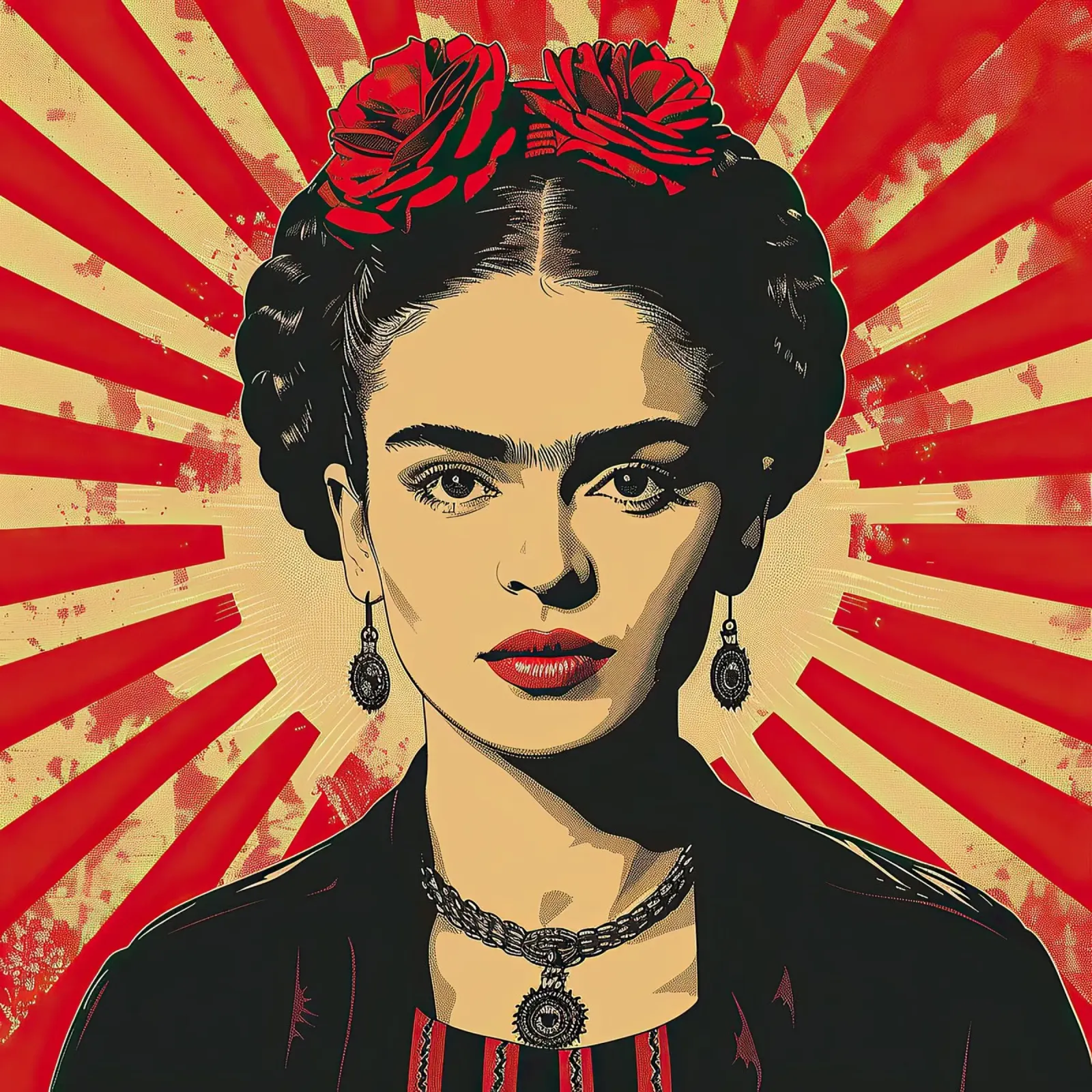 Frida Kahlo "Fierce and Free" poster with wooden frame by Fantasias Florales