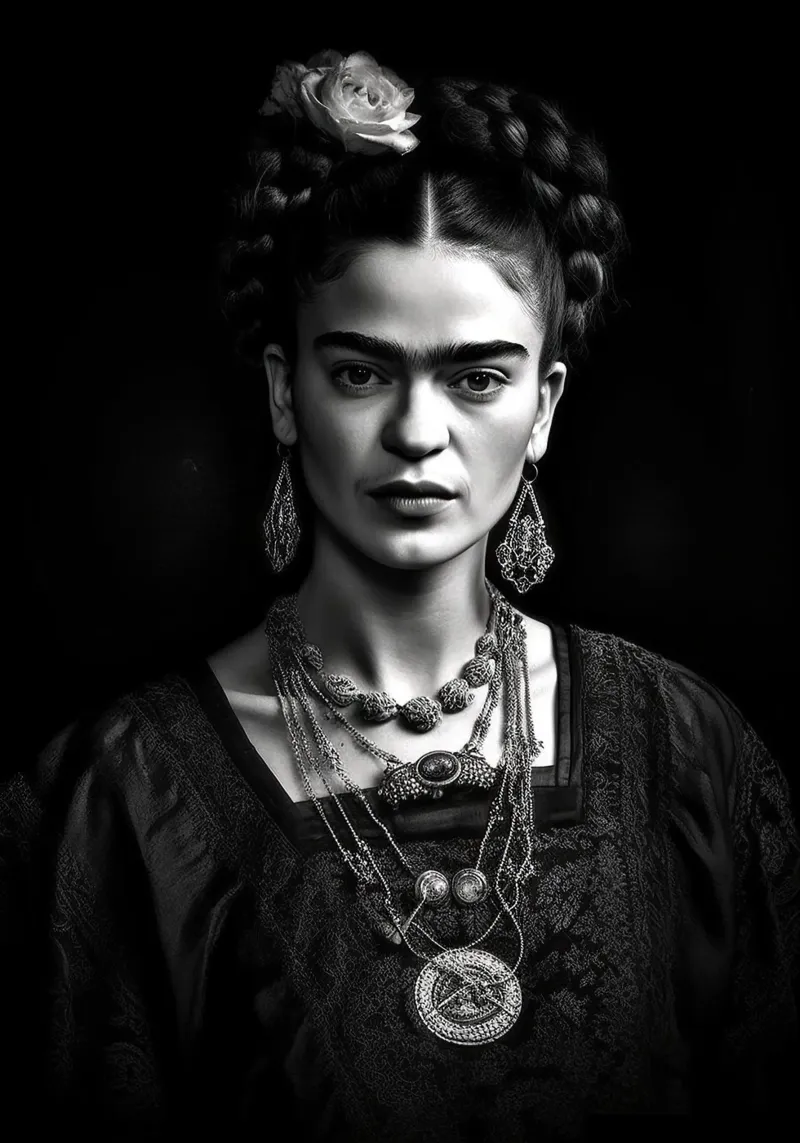 Frida Kahlo "Resilience Redefined" tela da Fantasias Florales