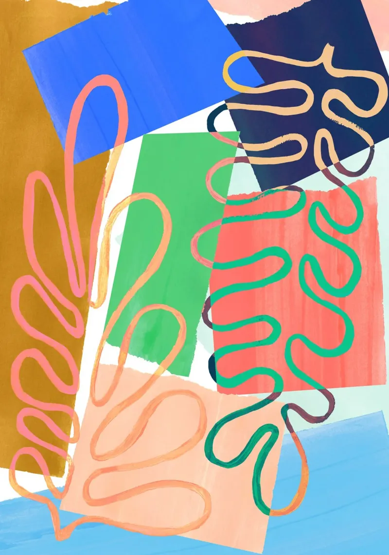 Modern Colourful Abstract Art Print metacrilato de Violets Print House