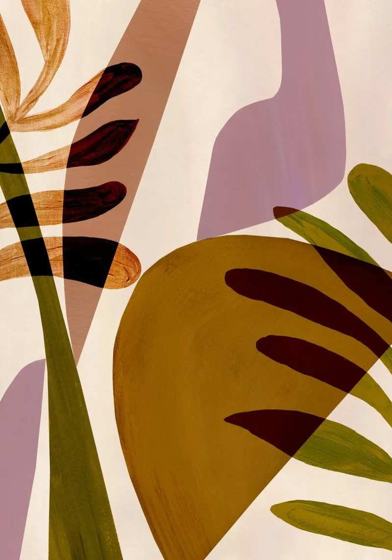 Feuille d'impression abstraite aux tons chauds poster avec cadre en plastique de Violets Print House