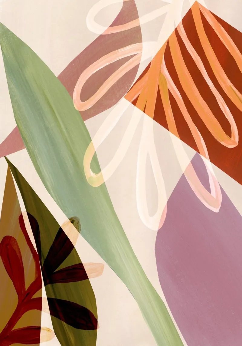 Warm Getint Blad Abstracte Kunstdruk hahnemühle van Violets Print House