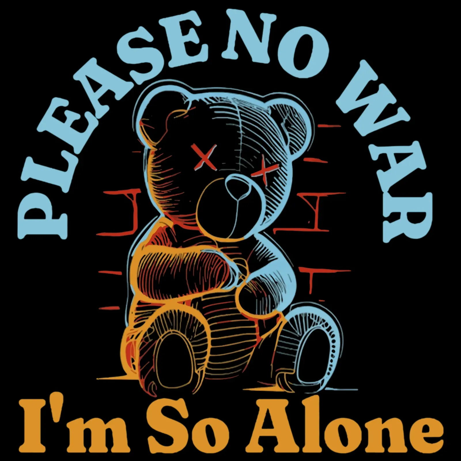 Please No War - I'm so alone canvas with Floater frame by Gunawan Rb