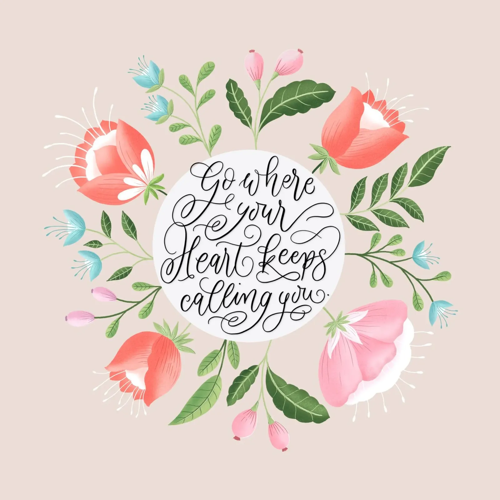 Quote. Follow the call of your heart. Modern calligraphy. backlit film by CalliLetters