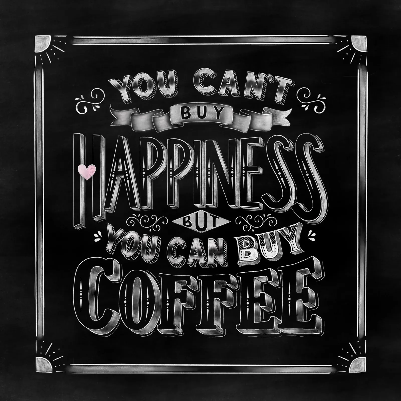 Detto del caffè. Felicità. Lavagna pellicola backlit da CalliLetters