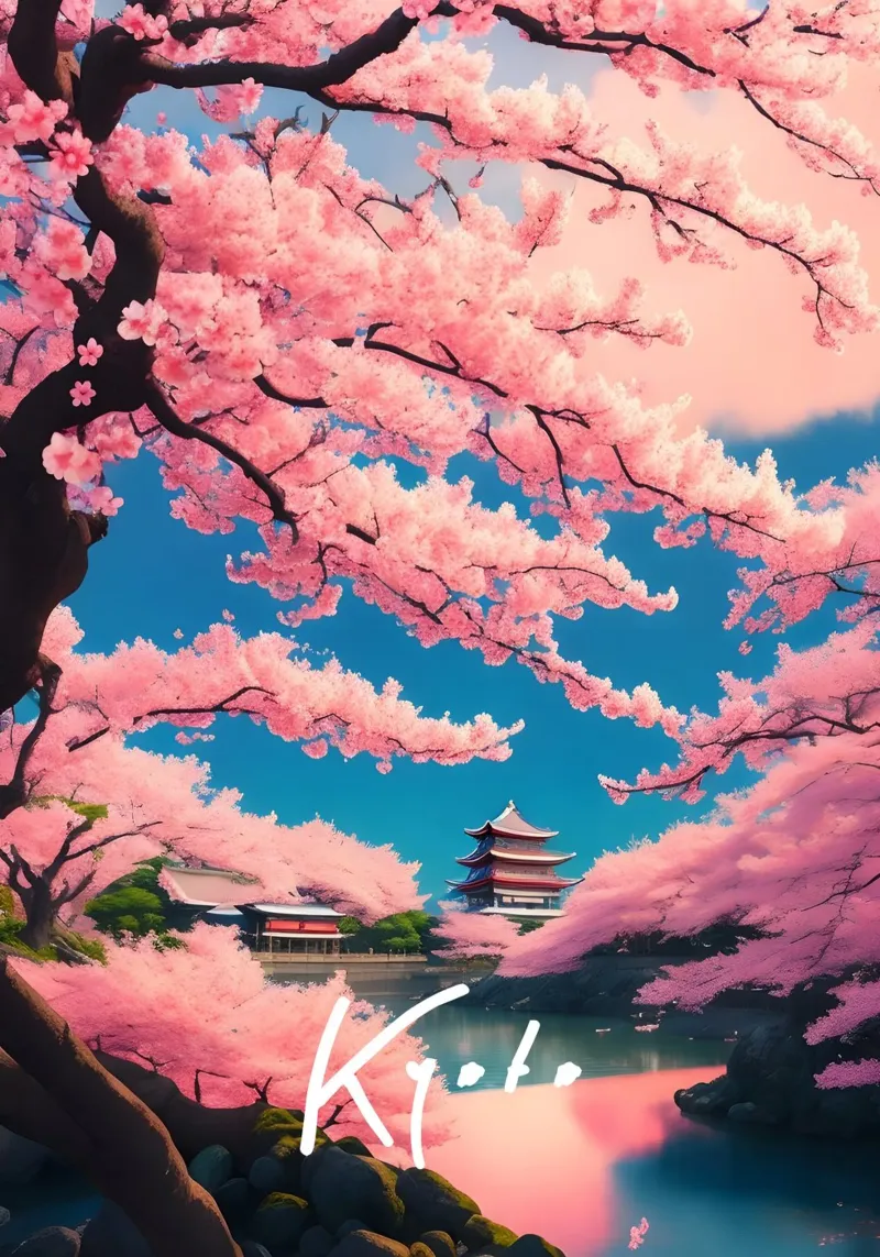 Kyoto Cherry Blossom Scene hahnemühle by Charnwood Prints