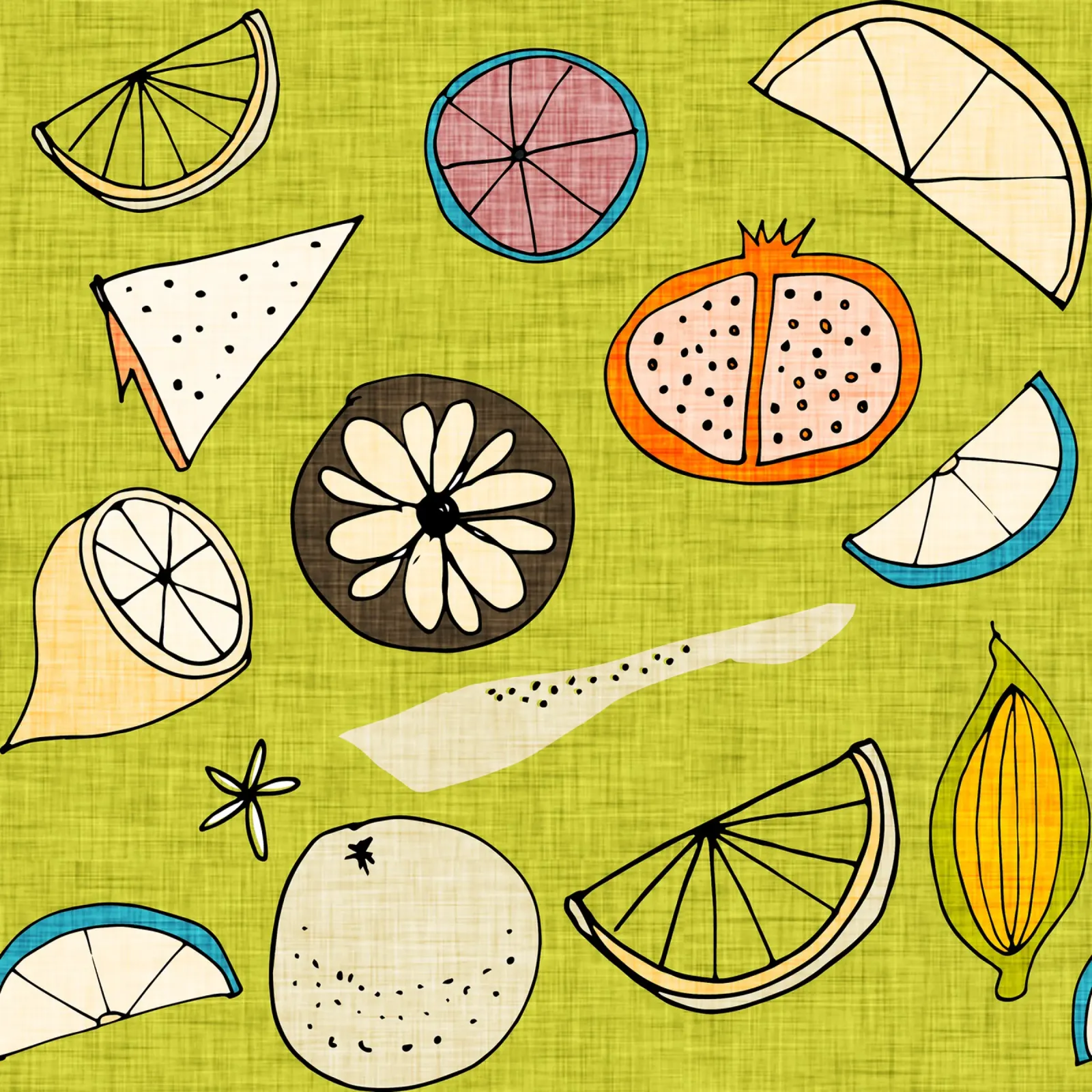 Pop Fruit Lime canvas met Baklijst van susanacosta