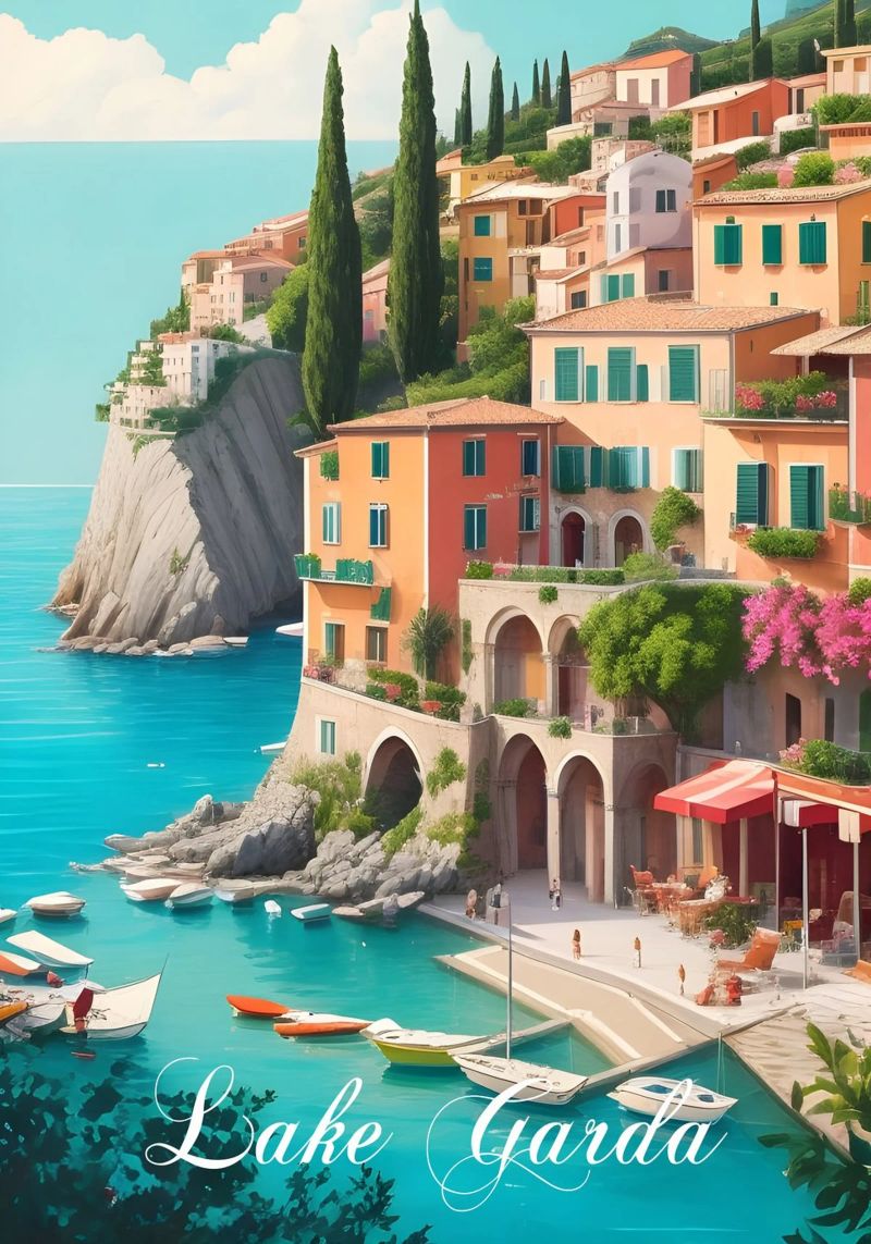 Gardasee Italien Szene Poster von Charnwood Prints