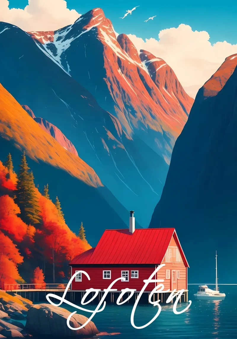 Lofoten Norvegia Scena tela con Cornice a cassetta da Charnwood Prints