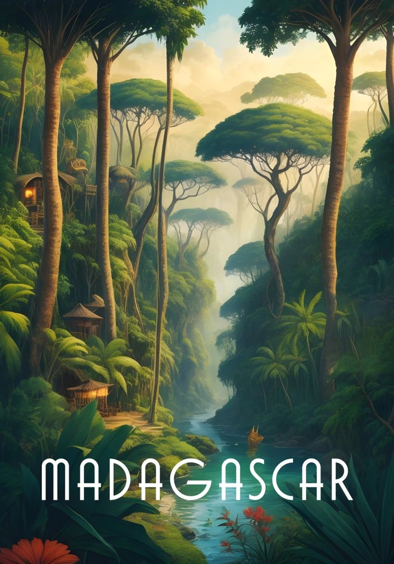 Madagaskar Jungle Scène poster van Charnwood Prints