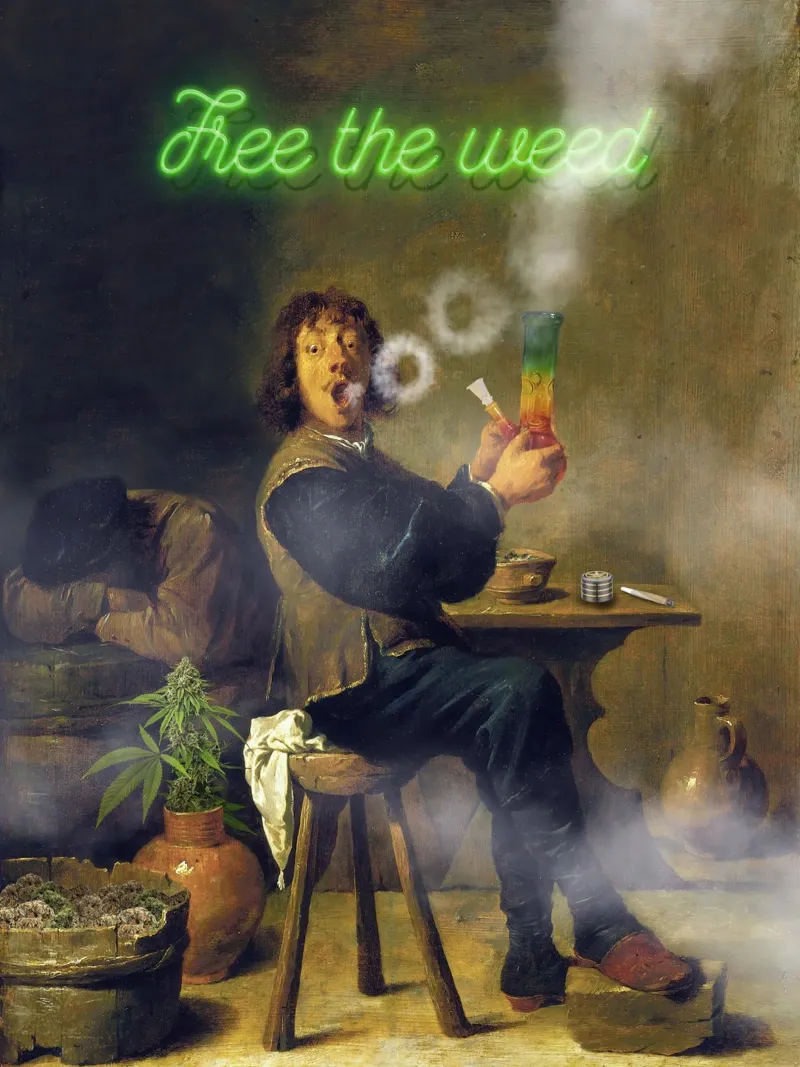 Free the weed poster con telaio in legno da Dikhotomy