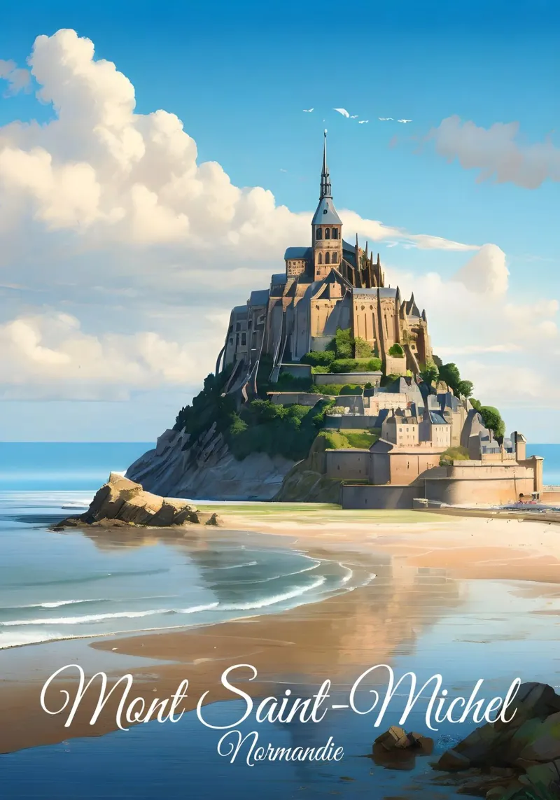 Scena di Mont Saint Michel poster da Charnwood Prints