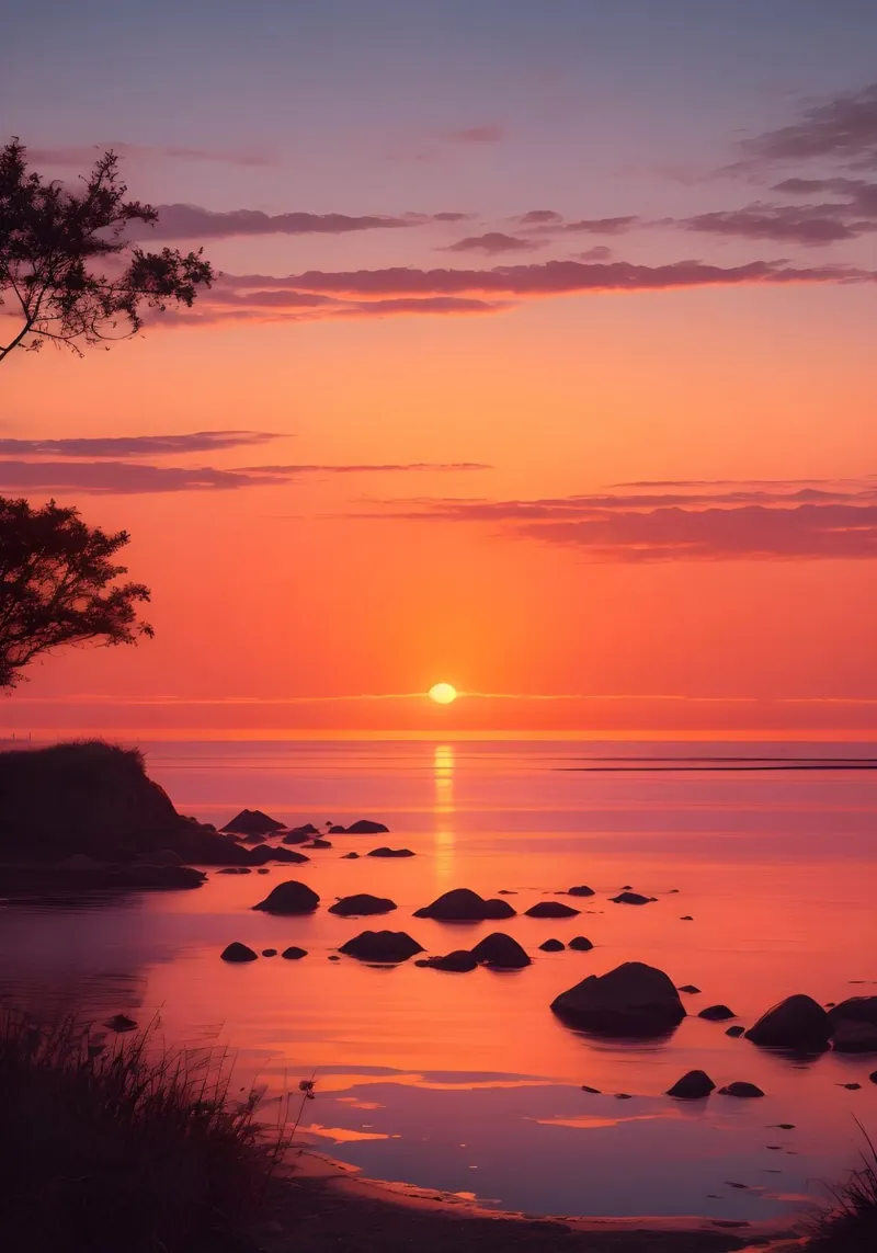 Scena di tramonto sull'oceano pellicola backlit da Charnwood Prints