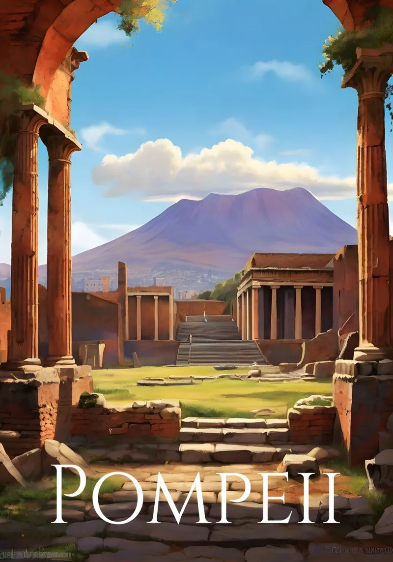 Scena delle rovine di Pompei pellicola backlit da Charnwood Prints