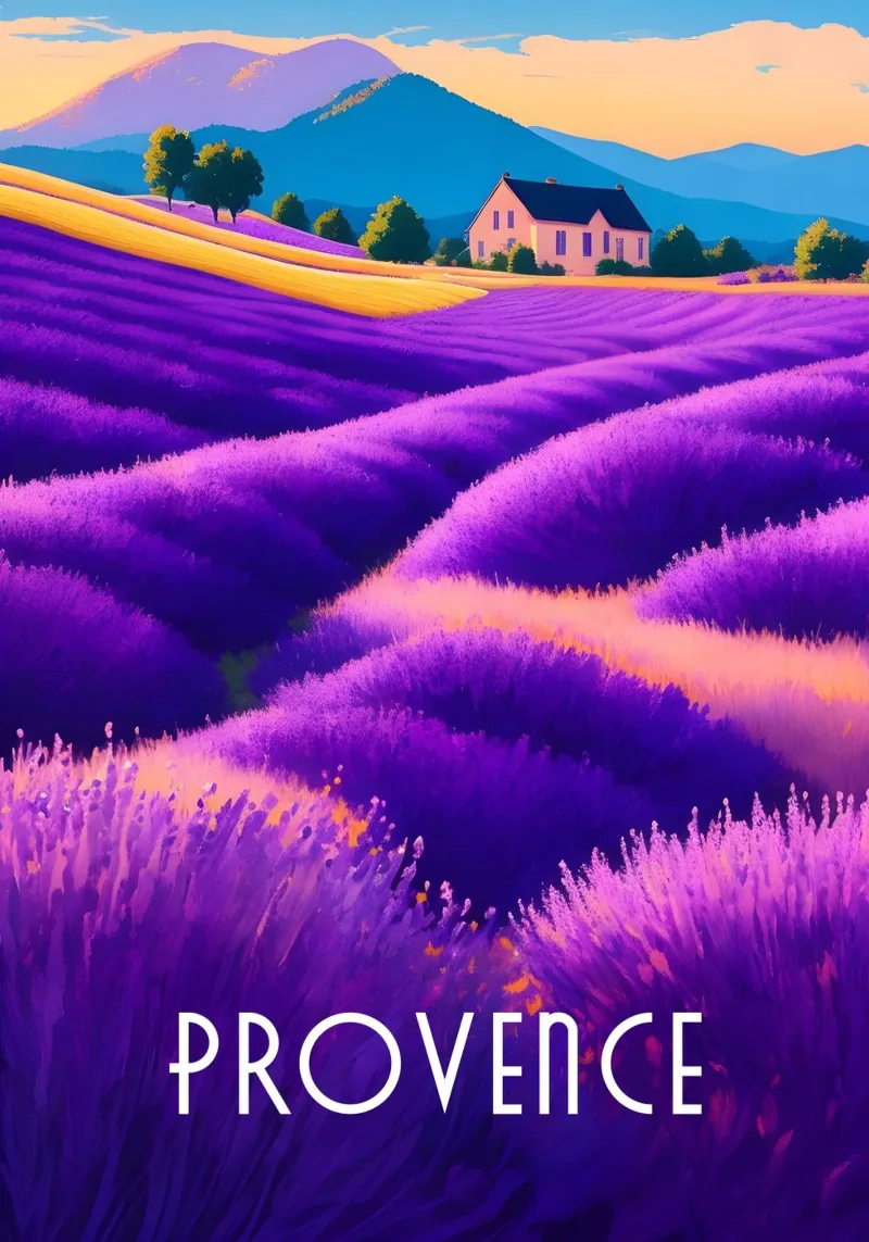 Scena di campo di lavanda in Provenza alluminio dibond da Charnwood Prints