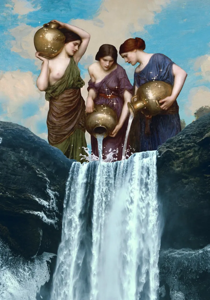 Magic Waterfall poster con telaio in legno da Dikhotomy