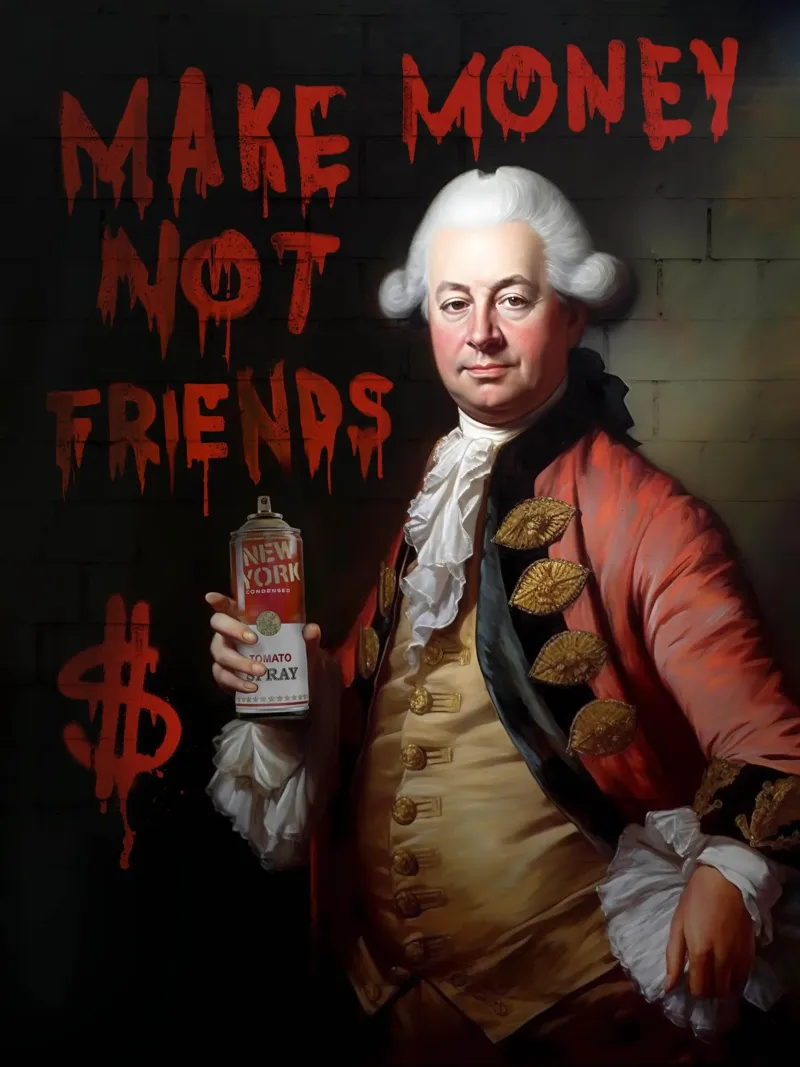 Make money not friends poster con telaio in legno da Dikhotomy