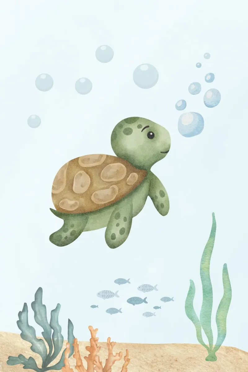 Turtle Tales Under the Sea alu-dibond by DesignArt