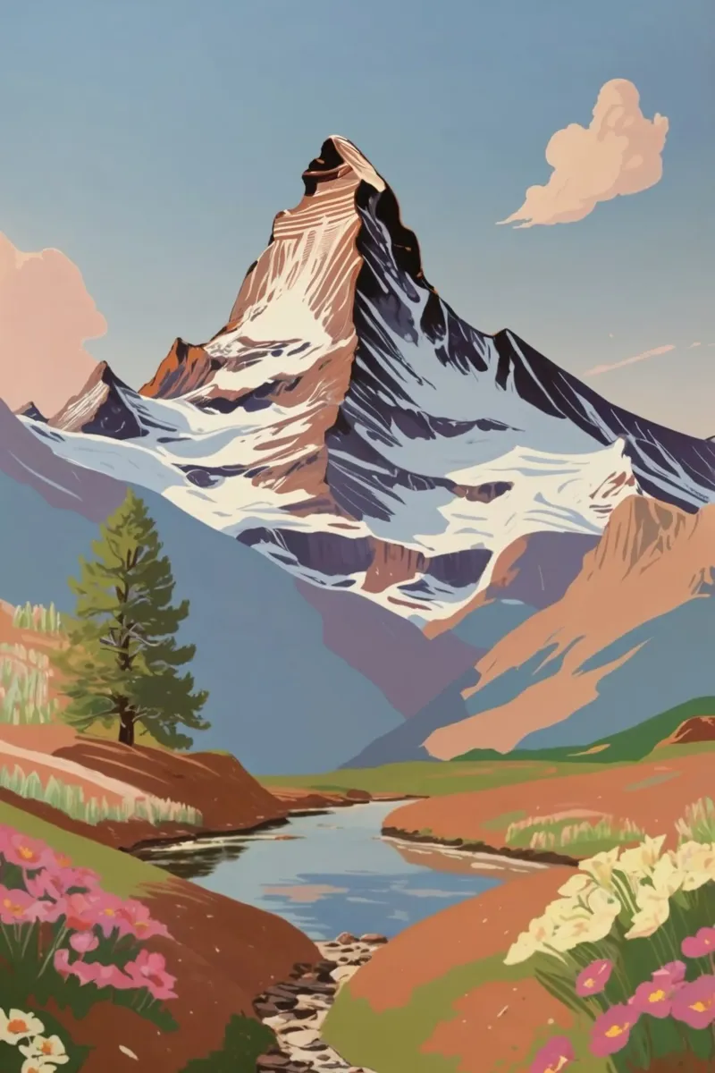 Cervino: Risveglio di primavera | Opera 1 poster con telaio in plastica da AlbertKlee