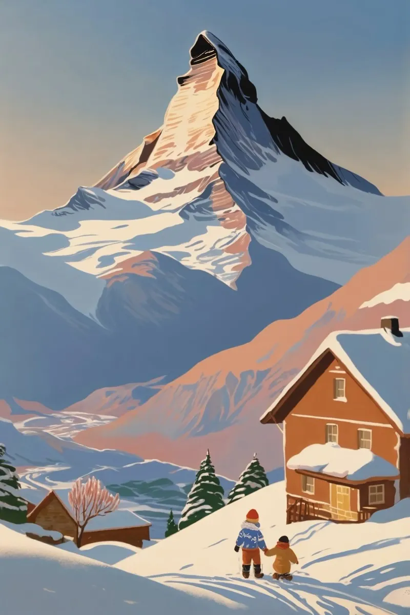 Cervino: magia d'inverno | Impianto 2 poster con telaio in plastica da AlbertKlee