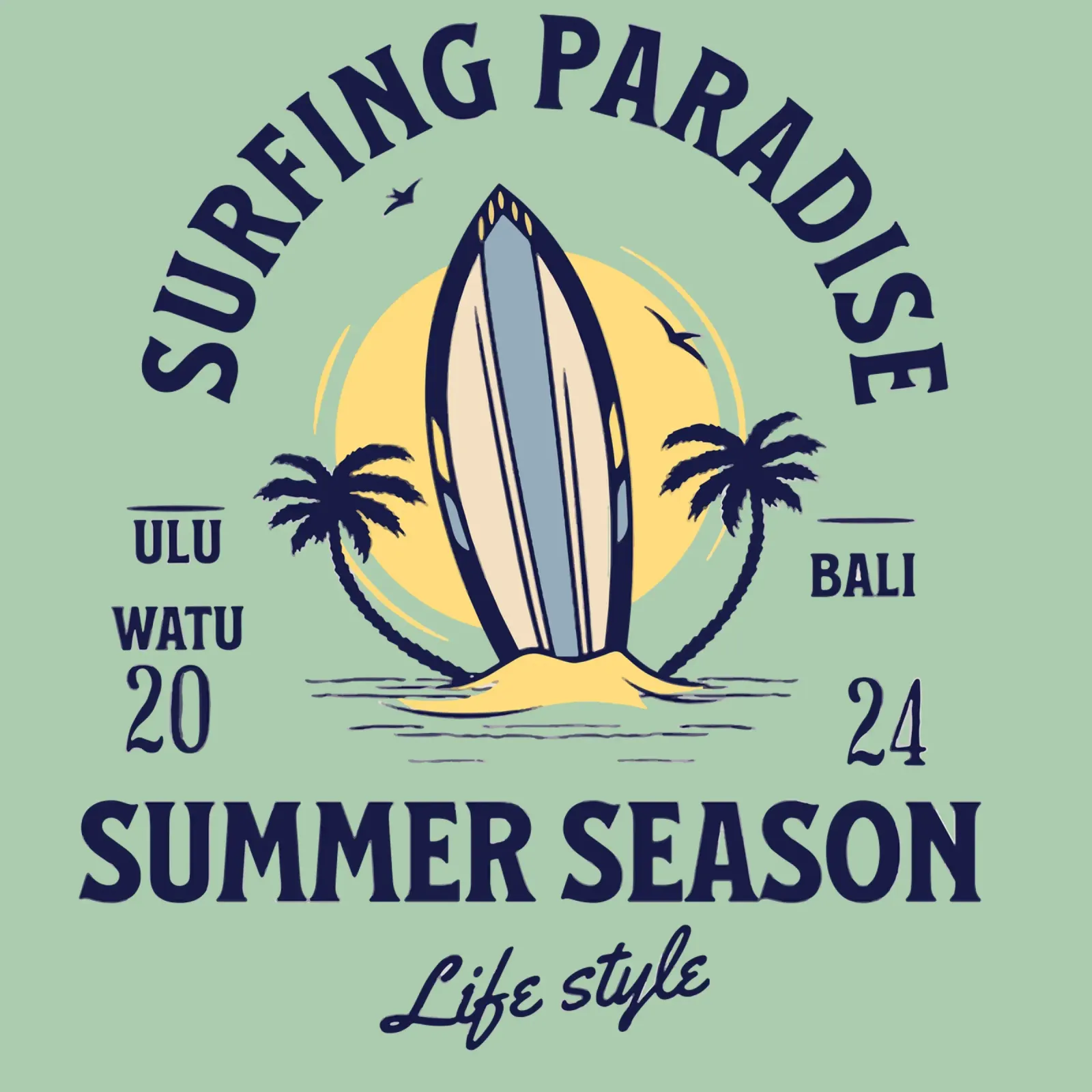 Il paradiso del surf poster con telaio in legno da Gunawan Rb