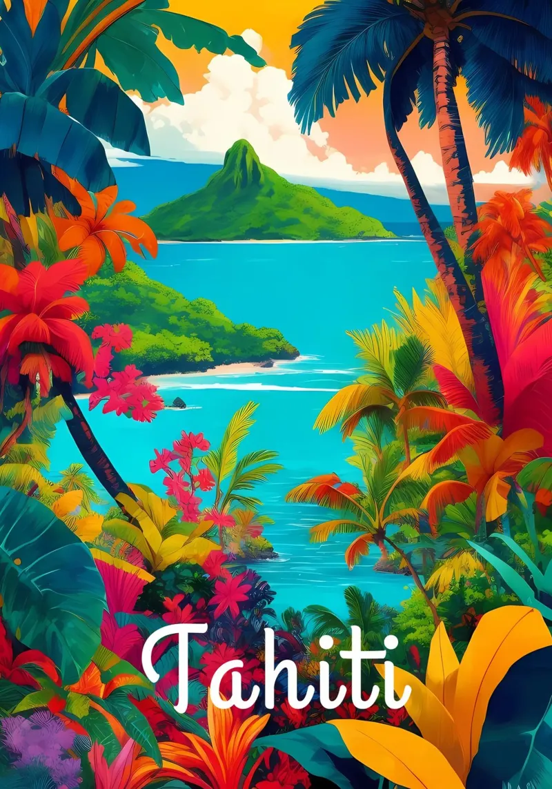 Tahiti Scene pellicola backlit da Charnwood Prints