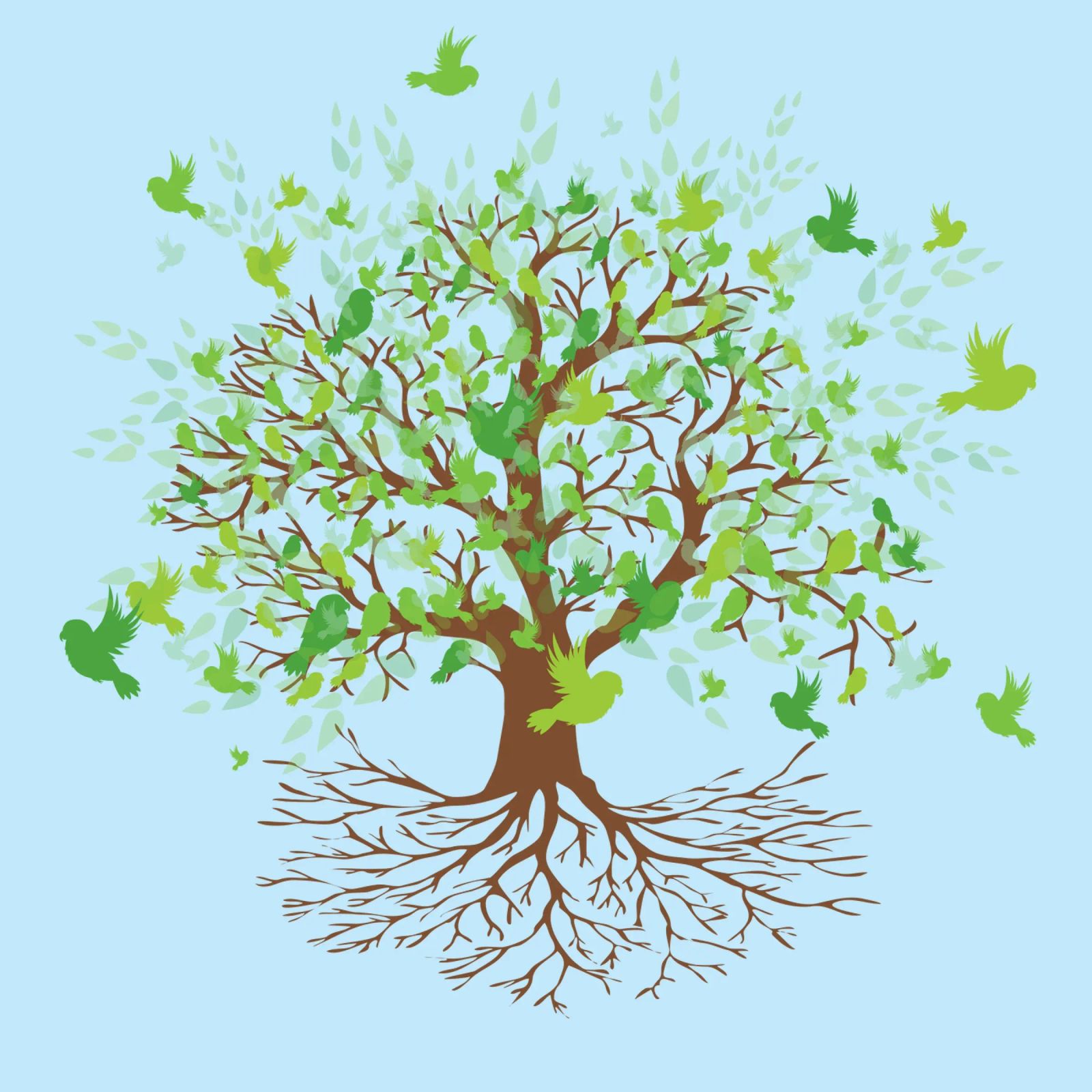 Arbre de vie version oiseaux verts poster de BwiseLizzy