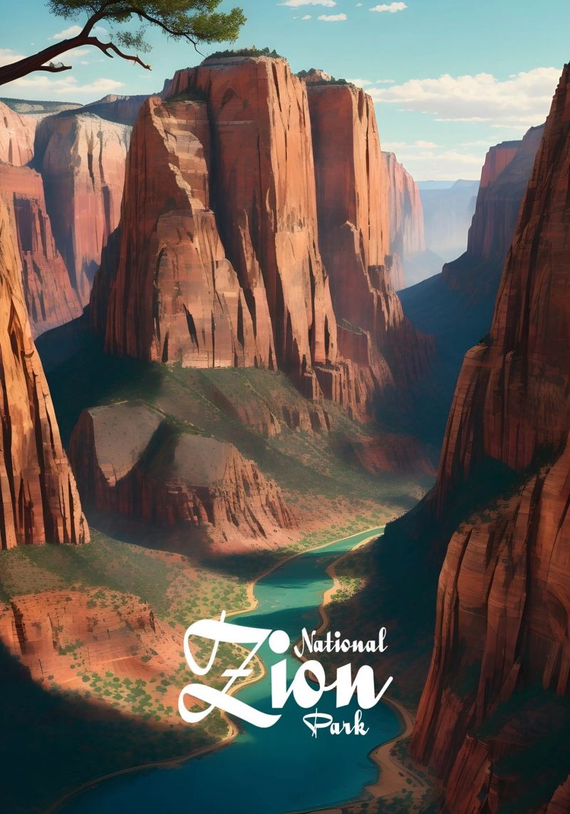 Zion-Nationalpark-Szene Poster von Charnwood Prints