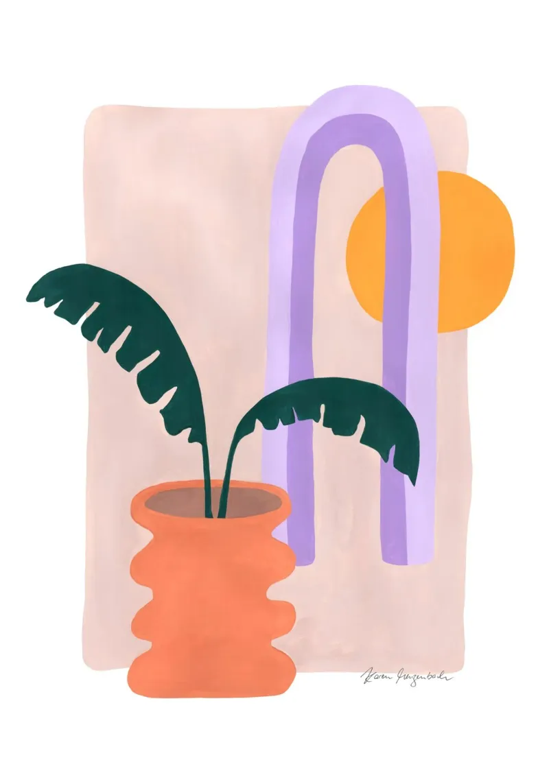 Banana & Sunshine poster con telaio in plastica da karenmenzenbach