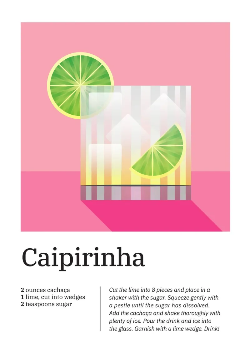 Caipirinha Cocktail Serie Poster mit Aluminium Rahmen von Schuhmann Design