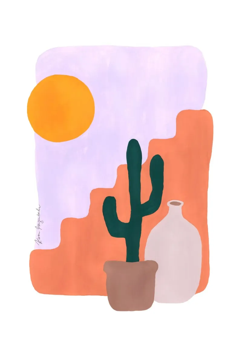 Cactus & Sunshine poster with aluminum frame by karenmenzenbach