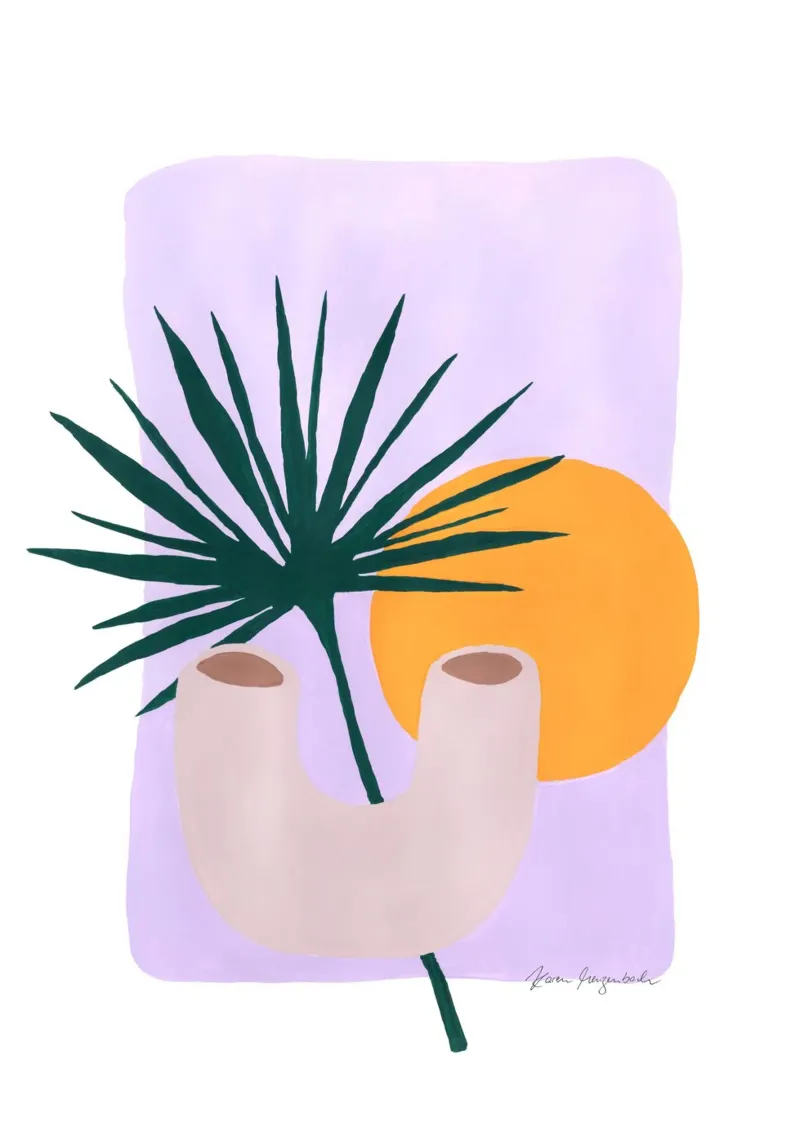 Fan Palm & Sunshine poster with aluminum frame by karenmenzenbach
