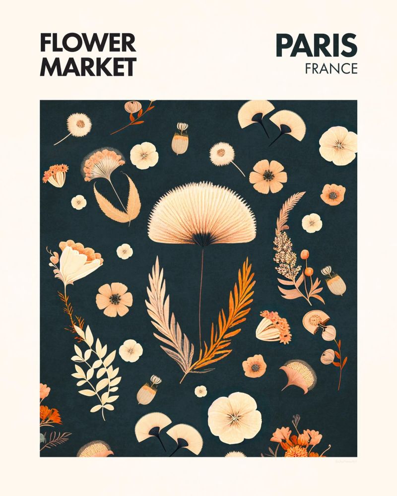 Parijs - Bloemenmarkt poster van Emel Tunaboylu