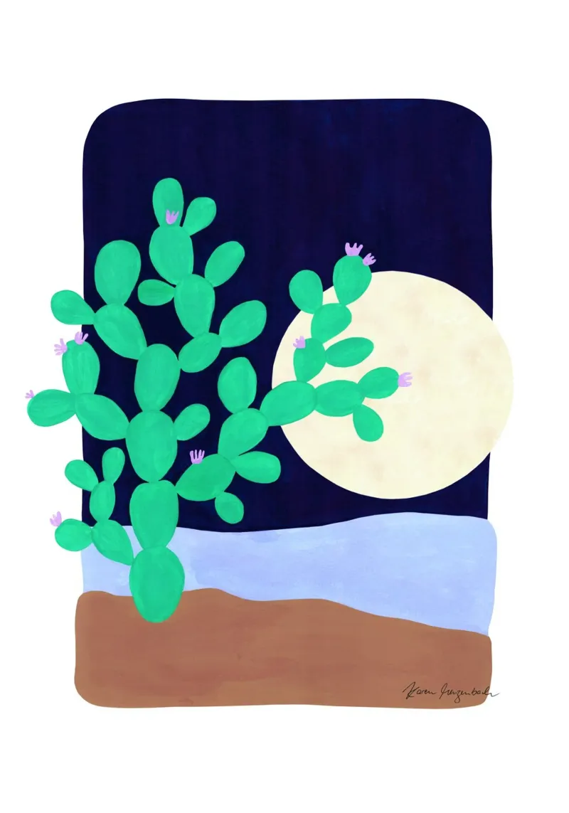 Cactus & Moonlight hahnemühle by karenmenzenbach
