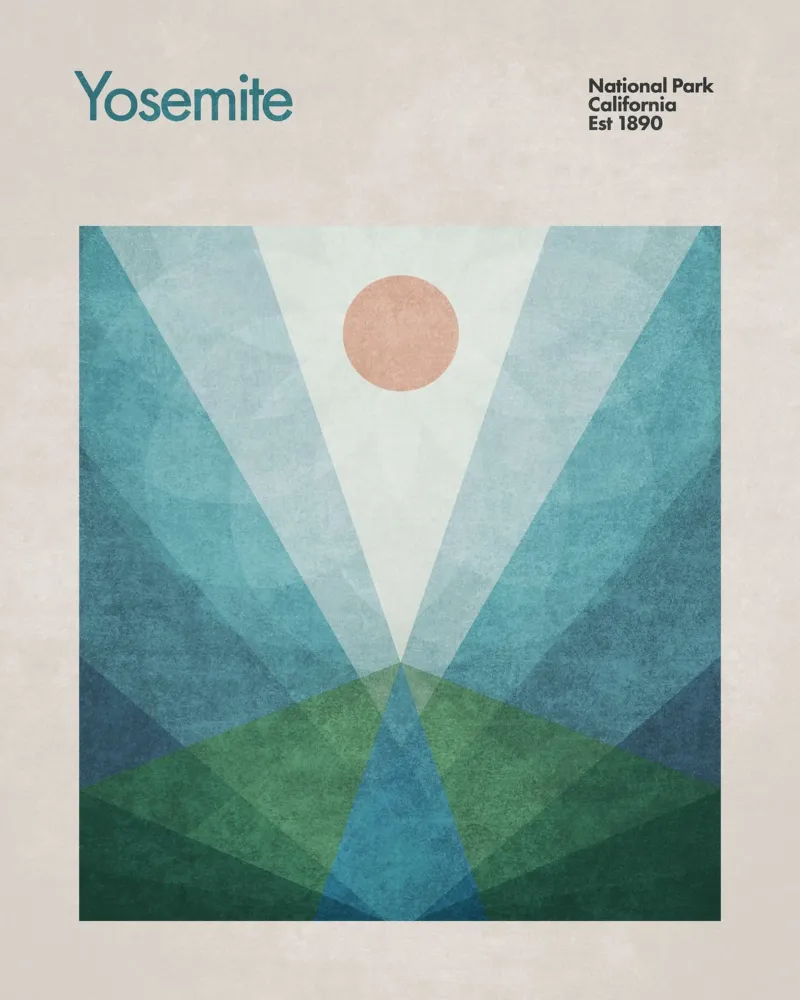 Yosemite poster con telaio in legno da Emel Tunaboylu