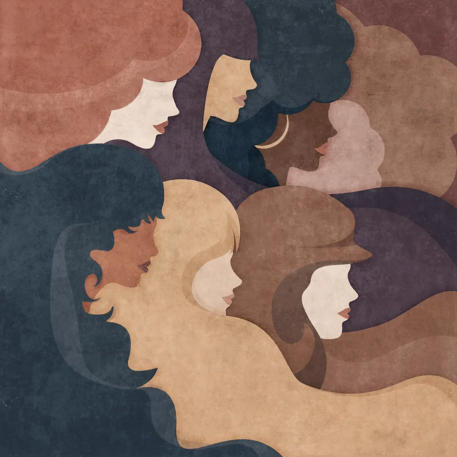 Donne astratte poster con telaio in alluminio da Emel Tunaboylu